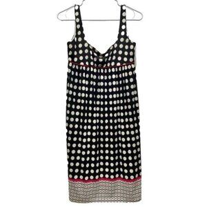 GNW Fit & Flare Dress Women's Size 4 Black White Pink Polka Dot Lightweight EUC